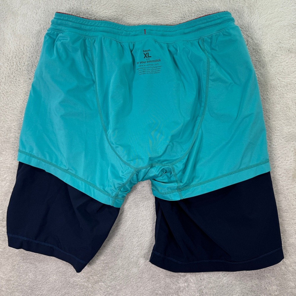 BirdDogs Mens XL 9" Inseam Boom Long Navy Red Teal Athletic Lined Shorts Workout - Picture 6 of 8